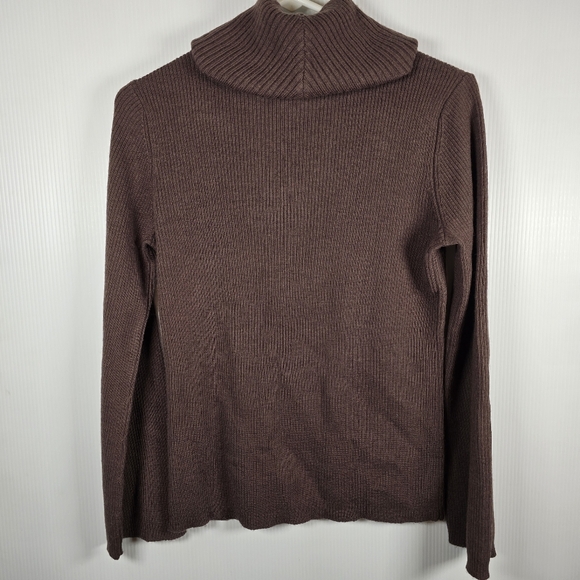 Tweeds Womens Wool Chocolate Brown Cowl Neck Ribbed Long Sleeve Sweater Size M - Picture 2 of 8